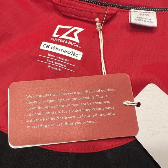 NWT Cutter & Buck WeatherTec Red Jacket L Hidden Pocket Golf Fall Layering - Picture 15 of 16